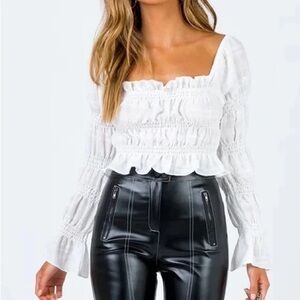 Princess Polly White Smocked Blouse